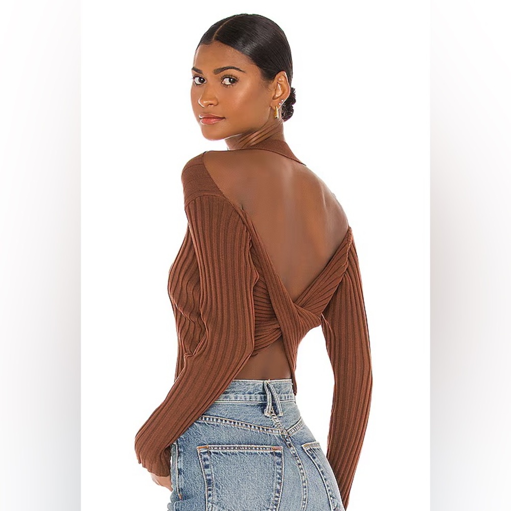 MAJORELLE Lacie Twist Back Top in Chocolate Brown